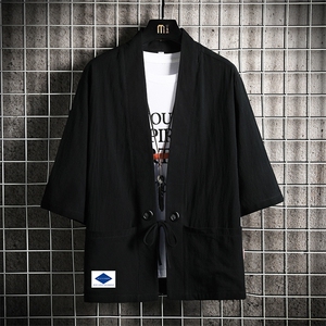 HF59061-P40风汉服男开衫外套七分袖道袍 网格挂拍图片