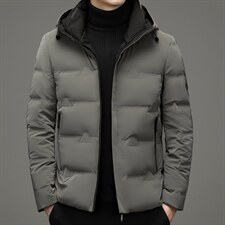 冬季新款男士中青年厚款连帽90%鸭绒纯色羽绒服男外套HB9601-P200,男装羽绒服,电商B212（原钱塘6029）