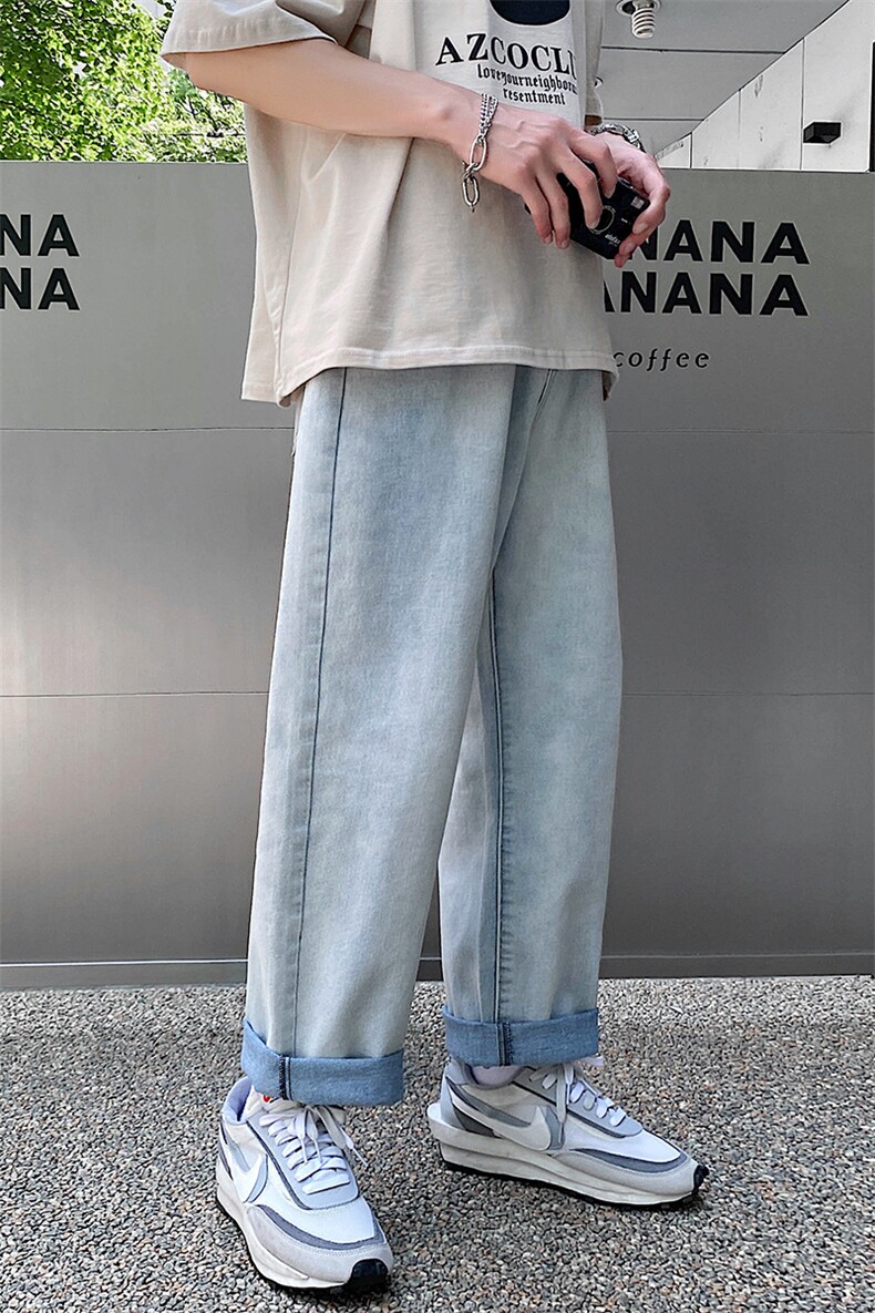 现货8色2025春夏款纯色牛仔裤中性直筒牛仔九分裤 A125-8802-P35图片