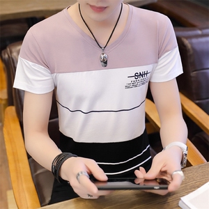 款6106男士短袖t恤V领夏季男装上衣服韩版潮牌打底衫夏装图片
