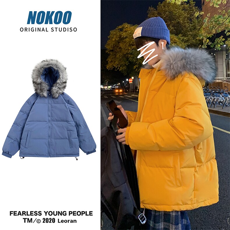 YR50099-P255 大毛领羽绒服男大码彩色连帽羽绒衣男外套图片