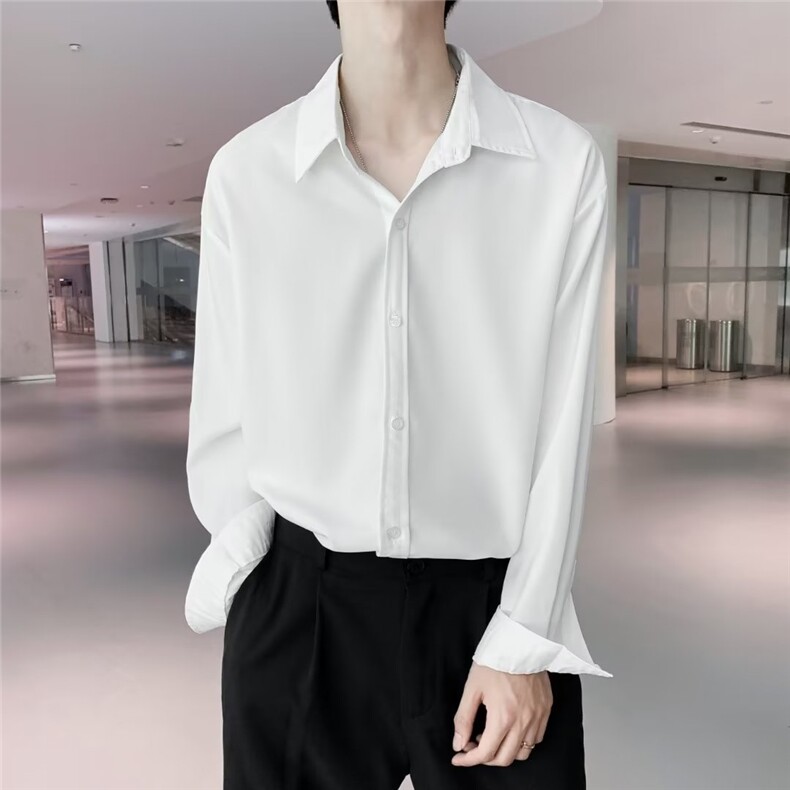 长袖衬衫男港风日系韩版潮流帅气冰丝衬衣C4070P30,男装衬衫,星座1116-2