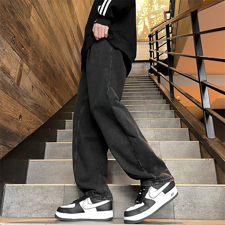 美式vibe风裤子高街牛仔裤复古街头阔腿长裤N0734-P45图片