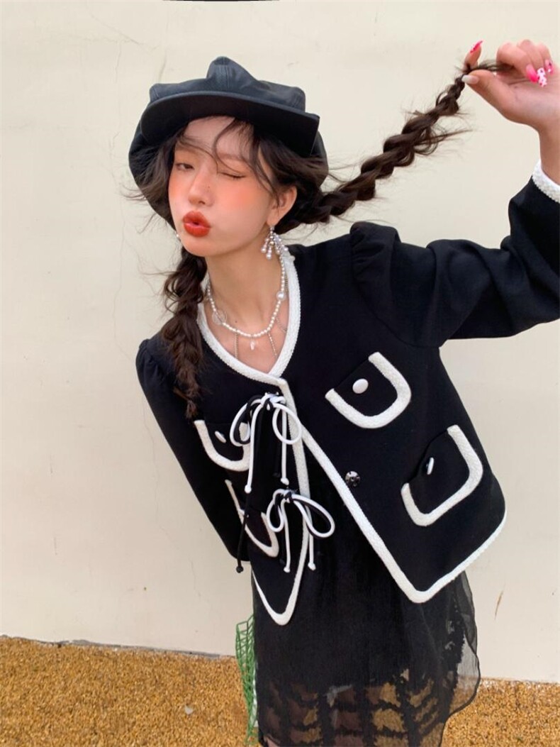 黑色圆领小香外套，其它，YOUER DENG