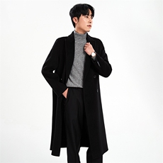 时尚男士双面呢大衣羊毛秋冬保暖简约大气长款修身外套男装，男装毛呢大衣，牧绒家园