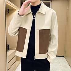 男新款呢子大衣秋冬妮子毛呢拼色宽松夹克外套A236-JK-5052-P135，男装夹克，电商A236