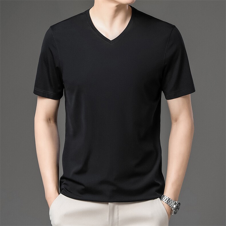 AC8812钱塘2020-3夏季男士纯色精品短袖V领休闲T恤P46,男装T恤,钱塘207-3