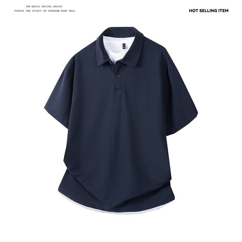 PL9006-P35-控58-假两件现货POLO衫男短袖T恤纯色翻领透气网眼,男装T恤,星座116