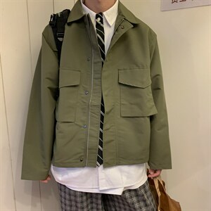 春秋季纯色工装男女ins复古宽松情侣港味夹克上衣潮 W1463-P55图片