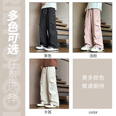 春夏季新款美式休闲工装裤男潮流宽松直筒拖地阔腿裤子KZ004-P38，男装休闲裤，星座217-4