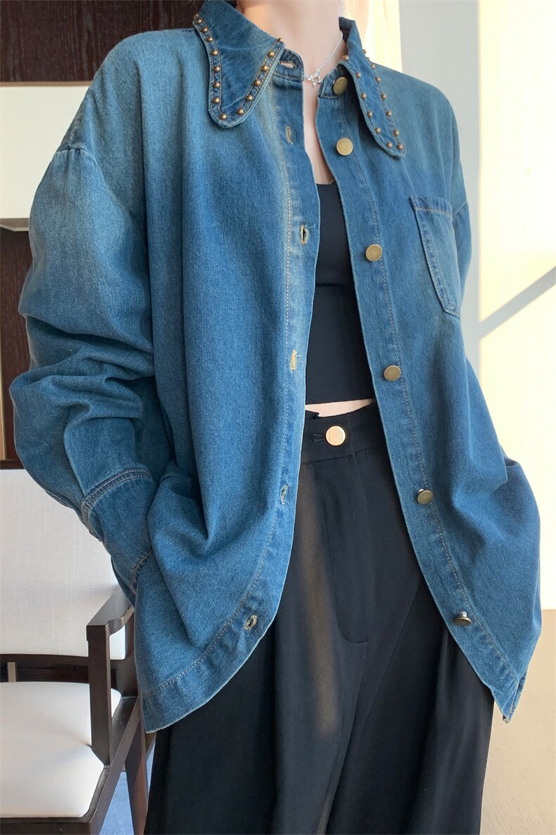 时尚百搭气质休闲牛仔外套女新款长袖宽松显瘦韩版学生上衣,女装牛仔外套,宛庄羊绒