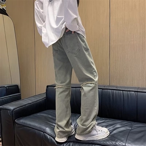 潮气质高腰原宿长裤秋季男慵懒青春流行新款时尚潮流百搭牛仔裤图片