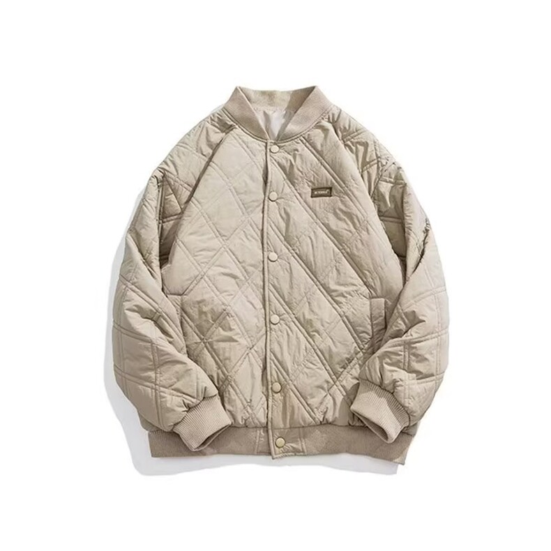 美式菱形格棉衣男潮牌ins复古情侣棒球棉服冬季特厚宽松棉袄外套,男装棉衣,星座506A