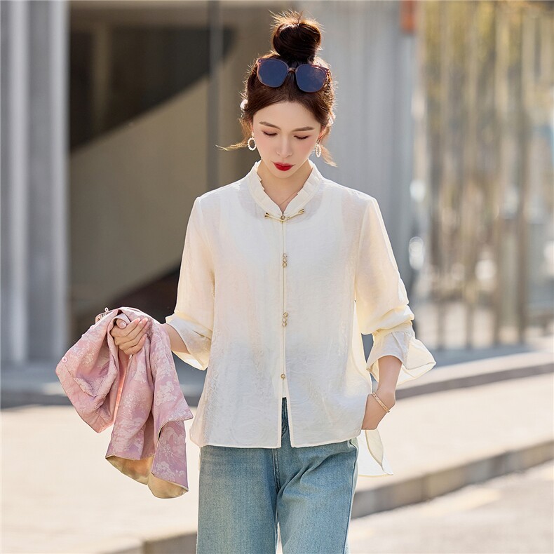 【春季女装新款】大量现货时尚立领新中式衬衫,女装衬衫,魅衣本色