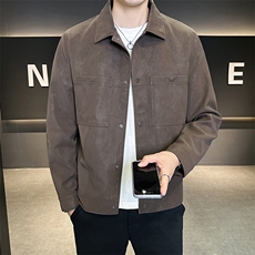 秋季夹克男2025新款高级感翻领男装麂皮外套上衣A313-8837-P145，男装夹克，电商A313