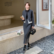 【新款主推】秋冬呢料时尚减龄套装裙#99058-P195-K269，女装套装/套裙，2C317