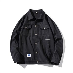 2021秋季新日系砖墙大码男翻领潮流复古牛仔夹克外套J962-P75图片