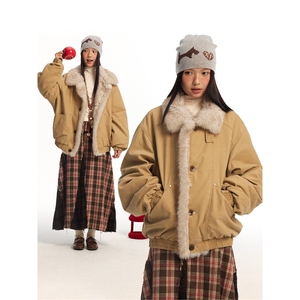 有货。毛领座山雕男女新款肌理感夹克棉服外套冬MF438-P105图片