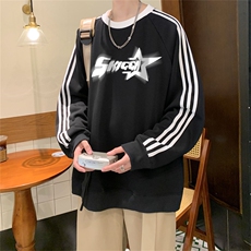 美式三杠条纹复圆领卫衣秋冬男女宽松长袖SW2454-P45控6850棉，男装卫衣，电商B370