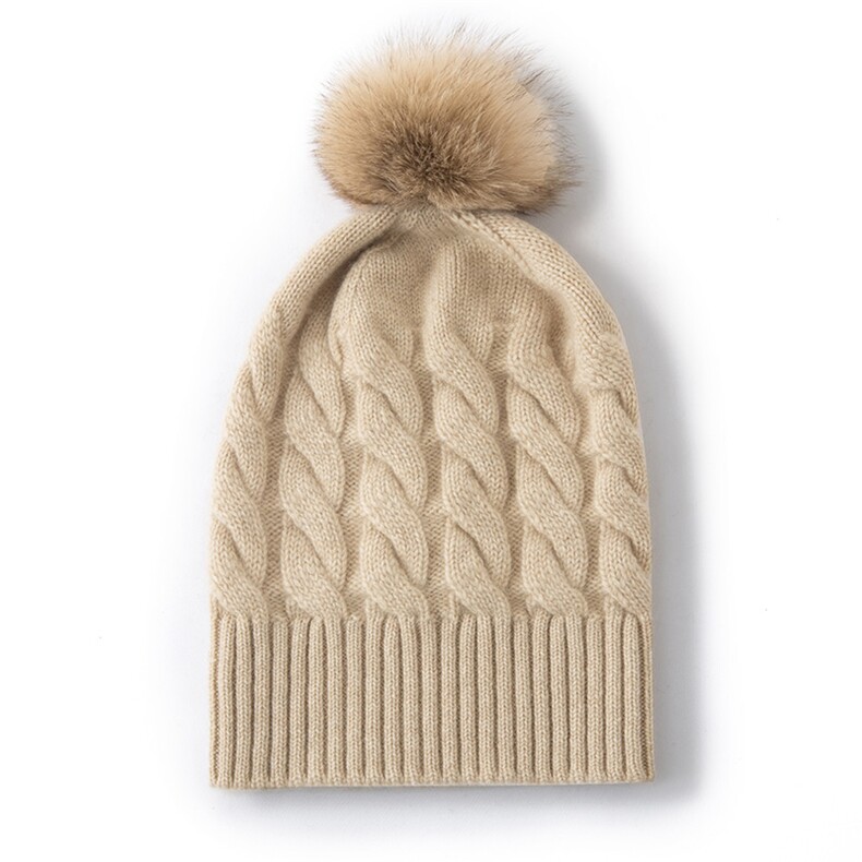 2025年春季新款百搭女士四股麻花帽，帽子，顺禾羊绒