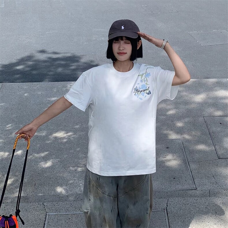 万针全刺绣解构设计260克重磅双纱纯棉高品质美式高街短袖T恤特35,男装T恤,电商A486