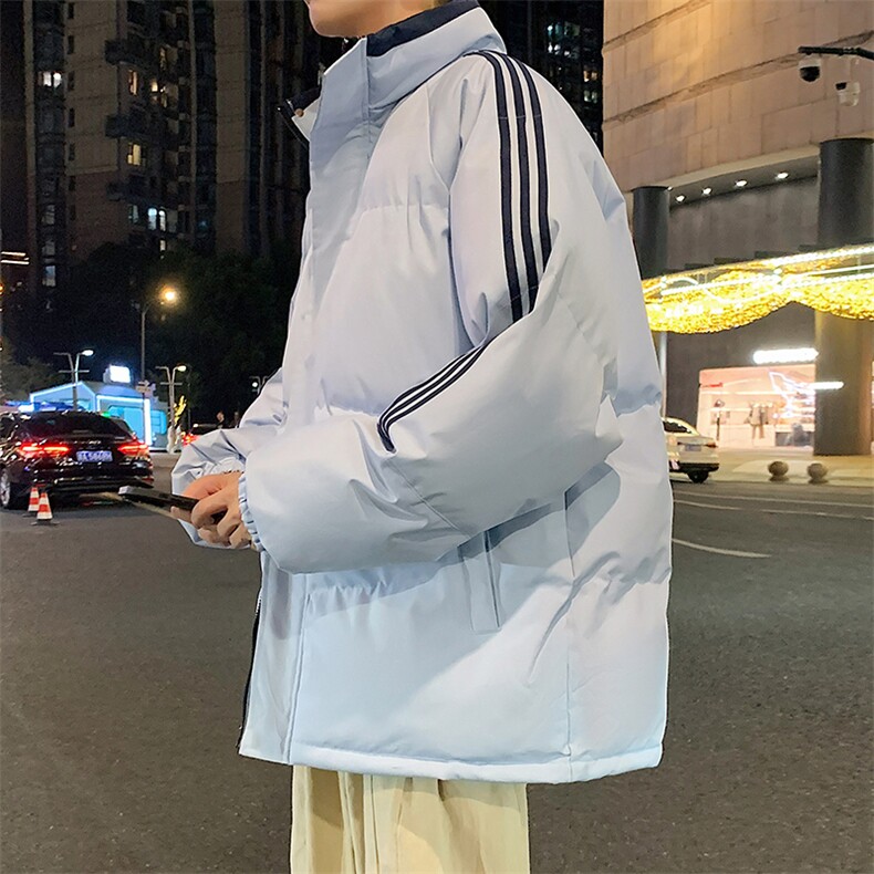 潮美式织带棉服冬季宽松加厚男女款立领上衣M01-P75图片