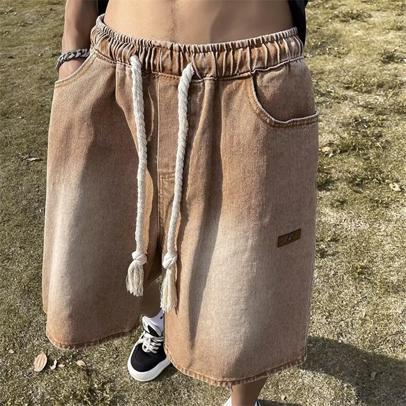 牛仔短裤男士夏季薄款潮牌宽松休闲中裤潮流美式五分裤DK0732-P38,男装牛仔裤,星座308B-2