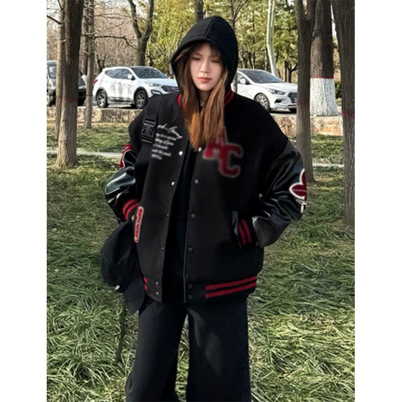 棒球领服女秋冬高街设计感小众ins潮牌开衫夹克 JA214图片