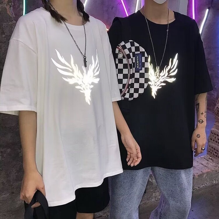 美式高街痞帅模糊字母短袖T恤男女夏设计感oversize街头学生上衣,男装T恤,星座218-8