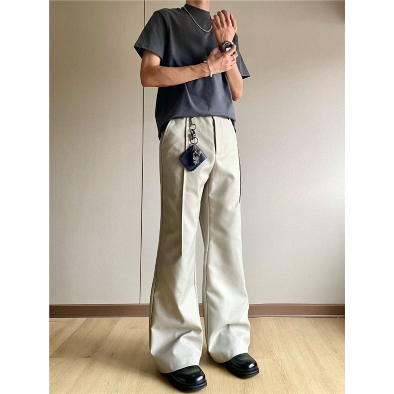 老钱风弯刀微喇西裤ins简约潮流时尚新款百搭宽松休闲LB0300-P50，男装西裤，星座1008