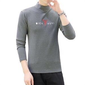 冬季半高领双面绒刺绣小鹿卫衣男加绒加厚保暖打底衫长袖黄335P28图片