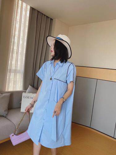 ［爱美欧］夏季新款欧版大口袋衬衫连衣裙，女装衬衫，爱美欧