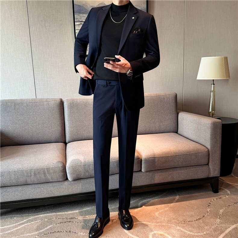 两粒扣平驳领~主推款M-7XL双开叉西装套装西服两件套LJT7056-P173,男装西服套装,电商A213