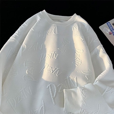 新款纯色浮雕刺绣大字母印花落肩卫衣长袖打底百搭WY23013-P35，男装卫衣，电商A128