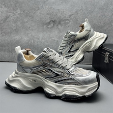 夏季新款透气网面老爹鞋厚底增高百搭时尚擦色潮鞋男，男鞋休闲鞋，电商A223