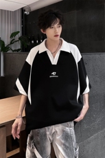 夏季宽松翻领美式高街解构拼接短袖潮XZ808-WH038-P48，男装T恤，星座808B