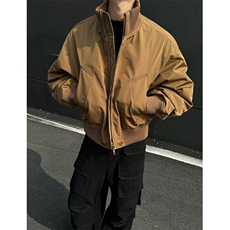 现货26春装美拉德立领飞行夹克纯色复古廓形高街棒球服外套，男装夹克，电商A486