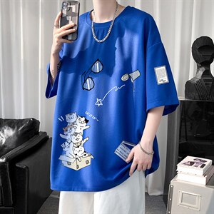 HT73115-P22 华夫格t恤男短袖男大码五分袖  短句风图片
