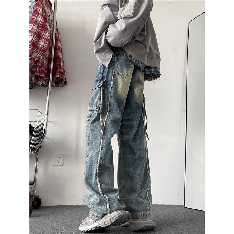 高街街头hiphop潮流设计工装牛仔裤百搭休闲裤N027-P55,男装牛仔裤,星座308B-2