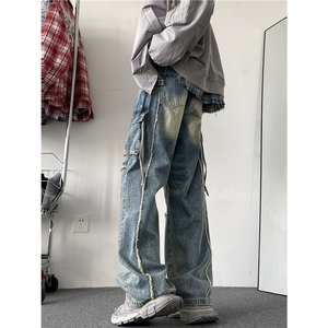 高街街头hiphop潮流设计工装牛仔裤百搭休闲裤N027-P55图片