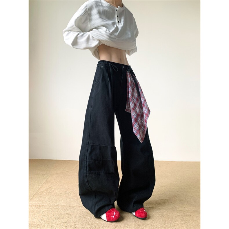 美式cleanfit廓形牛仔裤男可拆卸方巾多拉链组合直筒裤NZ0731-P50图片