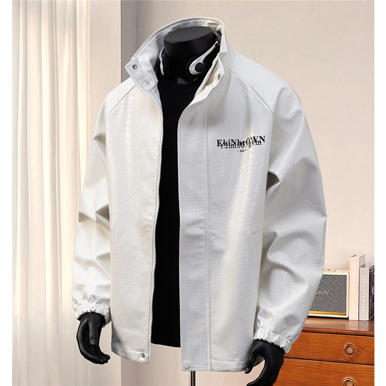 港风模特鳄鱼纹皮衣中性大码M-5XL夹克成分100%PUJK7570P85控128，男装皮衣，星座227-7