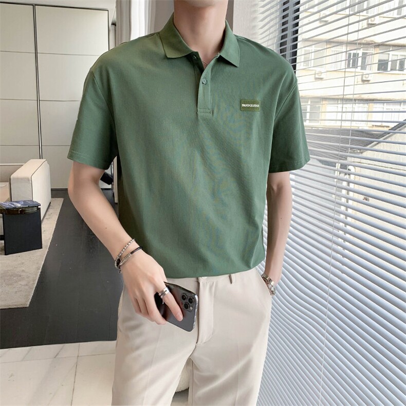 轻熟风短袖保罗衫宽松翻领Polo网红半截袖上衣PL13/P45特,男装Polo衫,电商A243