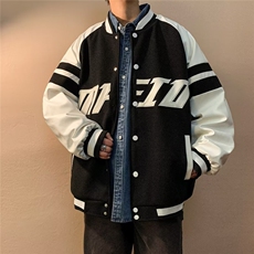 春季新款美式男外套双层毛呢刺绣拼皮夹克W2006P58，男装夹克，星座1116-2