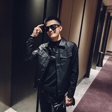 社会风春秋纯色按扣大口袋修身PU皮衣夹克B297-M02，男装夹克，电商B297