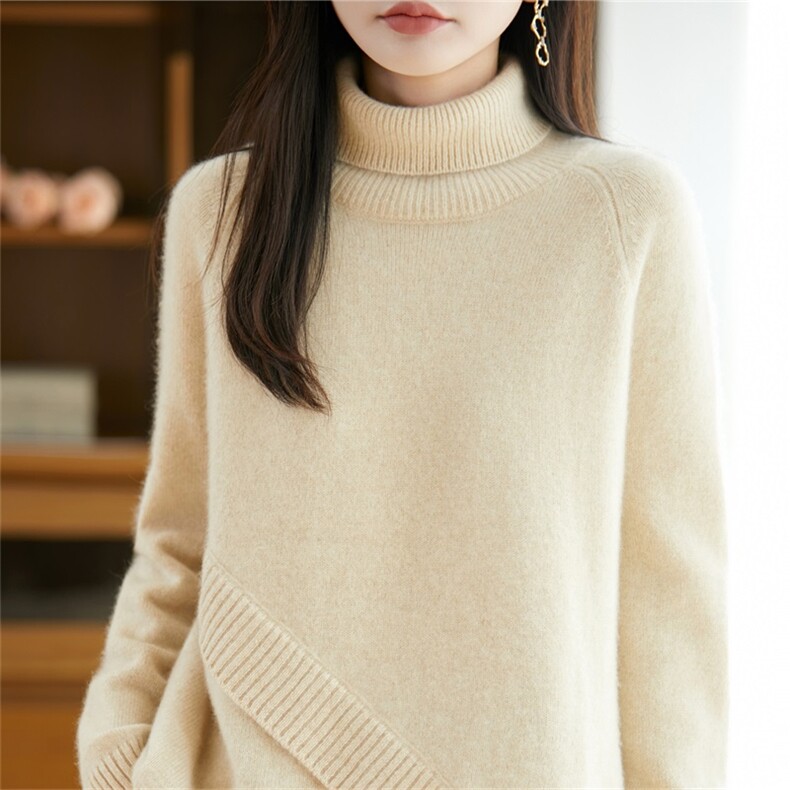 不起球100%纯棉灰色毛衣女内搭秋冬2025新款加厚全棉线针织打底衫,女装羊毛衫,迅太羊绒