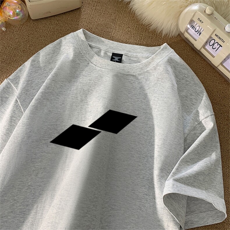 抖音得物供货210克现货宽松纯棉美式潮牌印花落肩袖纯棉T恤AT2124,男装T恤,电商A443