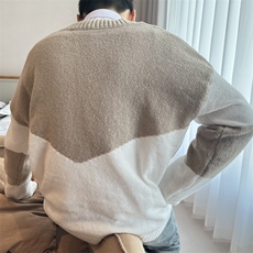 2026秋冬款欧美跨境男女装针织衫V领拼接撞色长袖百搭，男装针织衫/毛衣，星座218-1（原230）