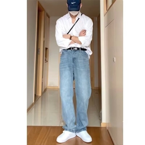 美式街头水洗做旧牛仔裤男春秋直筒宽松高街长裤NK105-P55图片
