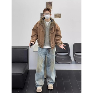 孙圣云啊云 纽扣铠甲座山雕美式覆古cleanfit情侣棉服短款外套潮图片
